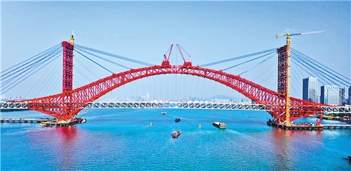广州南沙明珠湾大桥主桥合龙
