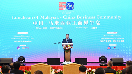 李强同马来西亚总理安瓦尔共同出席中国－马来西亚工商界午餐会并致辞